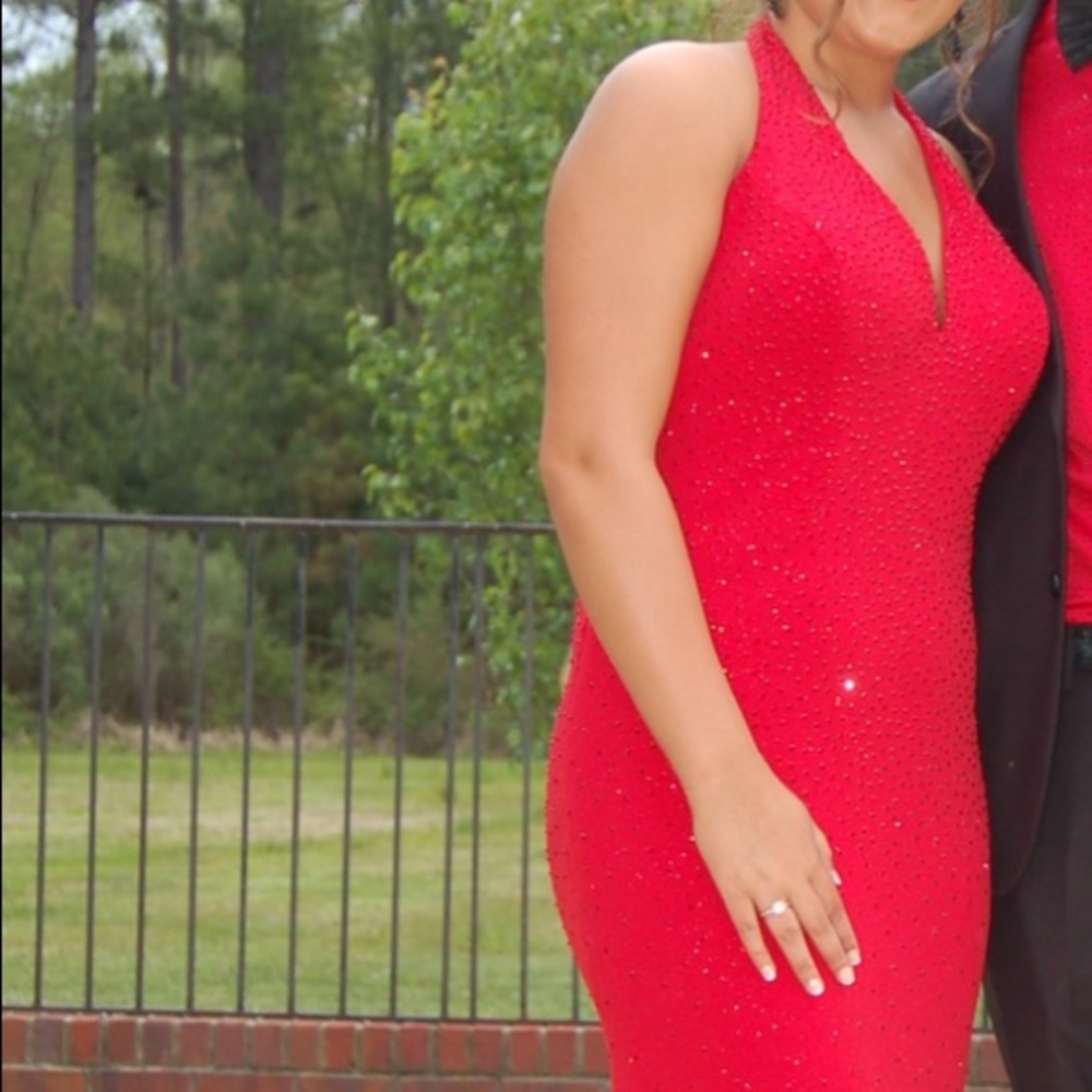 red elegant long dress